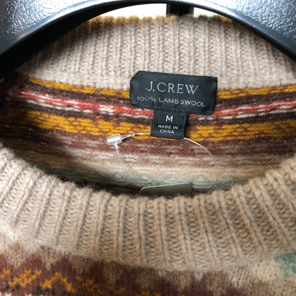 J Crew Men's Fair Isle Sweater, Brown Multi-Colour Size Medium NEW WITH TAGS - Picture 4 of 6